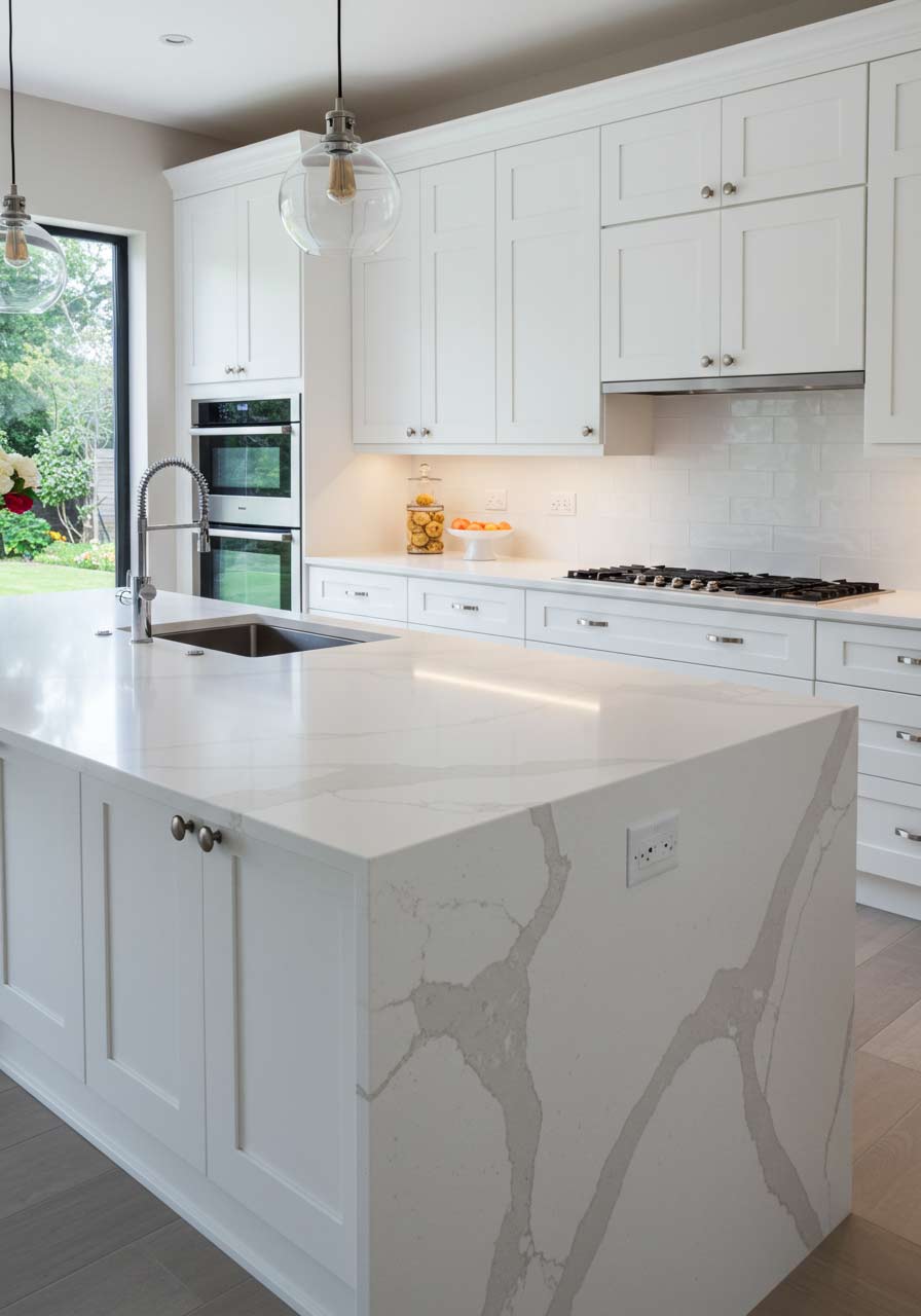 10 Gorgeous Kitchens Featuring White Quartz Countertops with White ...